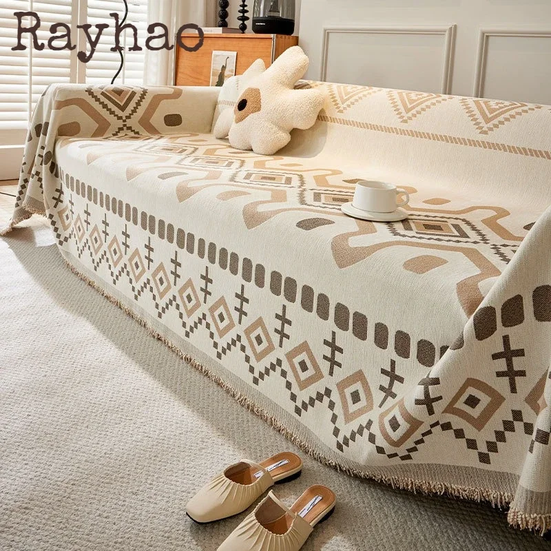 

Modern Geometry Boho Throw Doublesided Antiscratch Sofa Bed Cover Couch Blanket Multipurpose Home Textile