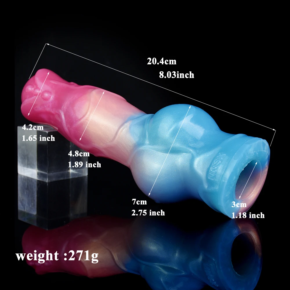 NNSX Super Soft Silicone Dog Dildo Penis Sleeve Big Knot Cock Sheath Enlargement Dick Extend Hollow Sex Toy for Men