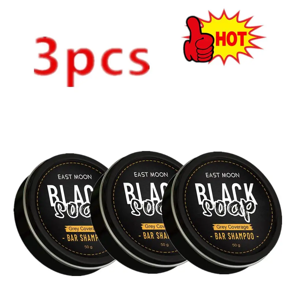 3PCS Hair Darkening Shampoo Bar Soap Anti Dandruff Deep Cleansing Improve Itchy Head Frizz Black Nourishment Beautiful Hair Care