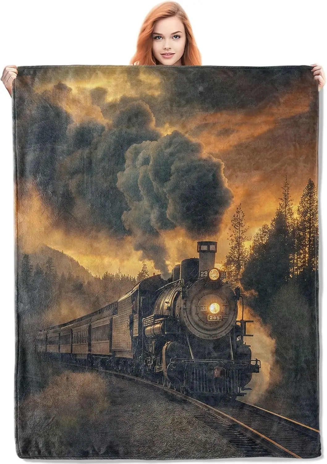 

Steam Train Blanket Vintage Train Flannel Fleece Throw for Kids Adults Ultra-Soft and Warm Home Decor Blanket Custom blankets