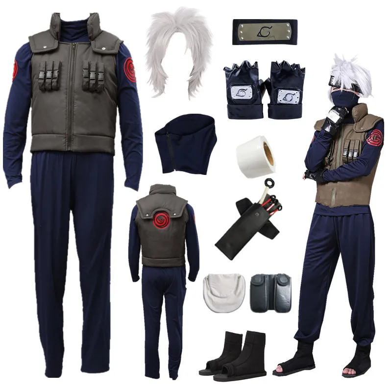 Anime cosplay Hatake Kakashi Halloween Cosplay Green vest Costume Full comic Halloween costume