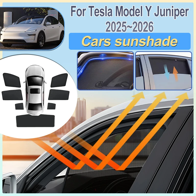 

Солнцезащитный козырек для Tesla Model Y 2026, аксессуары 2025 Juniper, защитная сетка для боковых окон, солнцезащитный экран, накладка на окно, автомобильные аксессуары