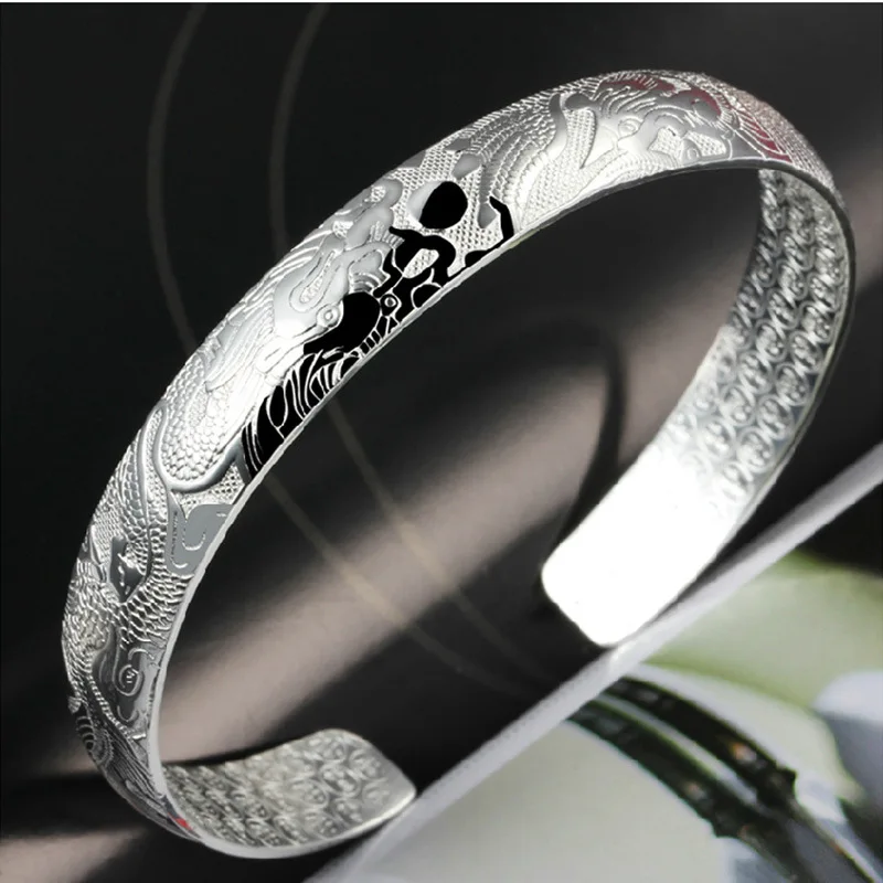 925 Sterling Silver Loong Phoenix Open Bangle Bracelets For Women Luxury Designer Jewelry Offers  Jewellery