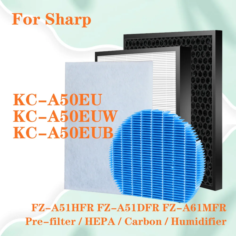 

for Sharp air purifier KC-A50EU KC-A50EUW KC-A50EUB Replacement HEPA Filter and Deodorizing Carbon Filter KC-A50EU-W KC-A50EU-B