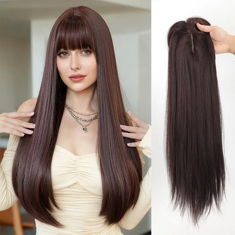 

Топпер для длинных волос для женщин, натуральный зажим для волос, заколка для парика, шиньон для истонченного покрытия волос