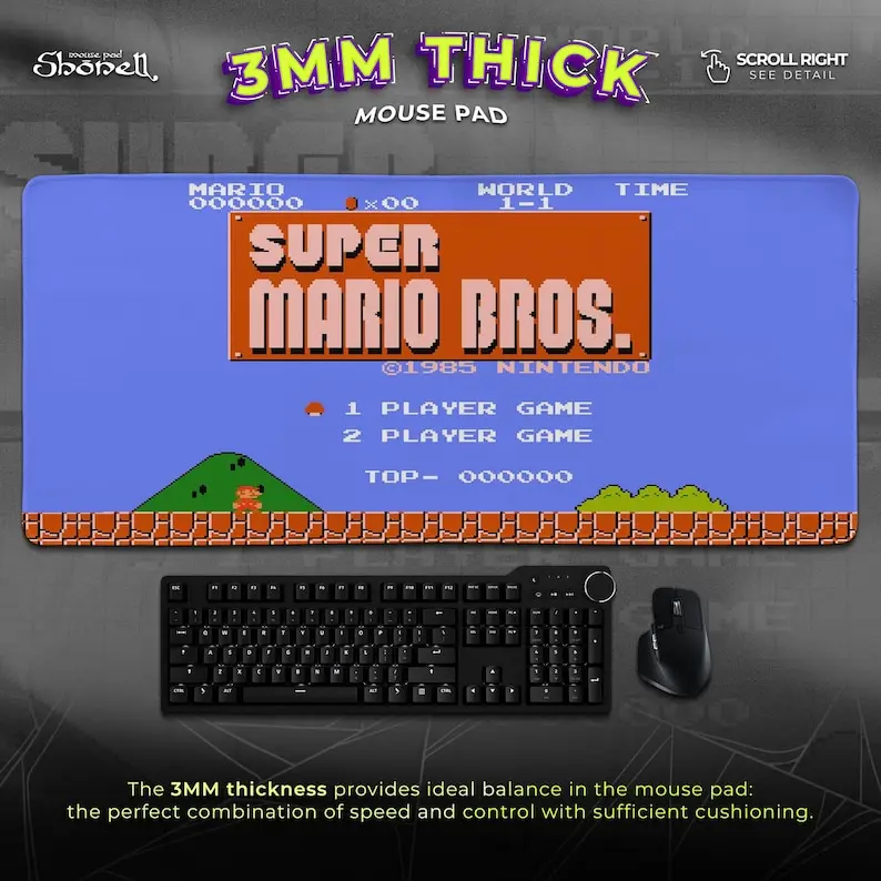 لوحة ماوس Super Mario Bros - سجادة مكتب ألعاب بشاشة عنوان NES Retro، ديكور نينتندو 8 بت، هدية كلاسيكية للاعبين #3