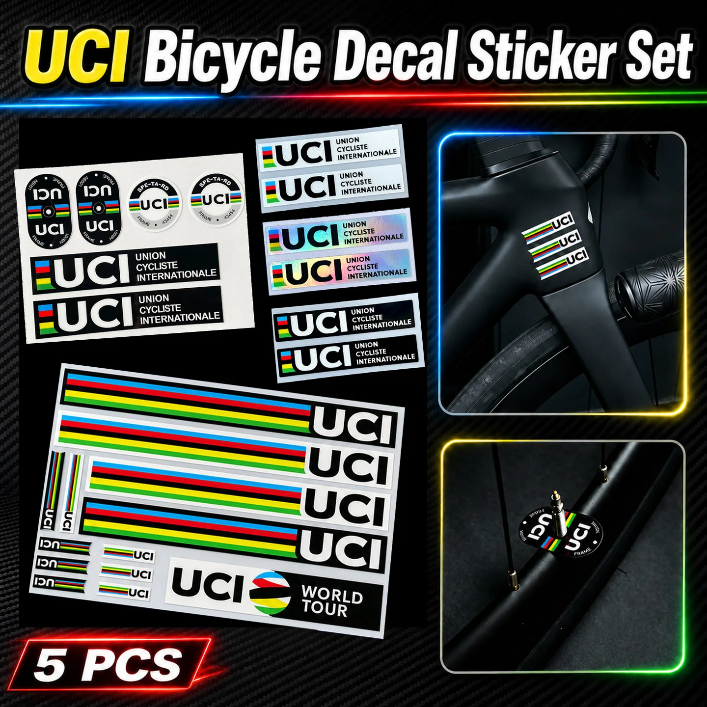 Mountain Biking Uci - 5PCS UCI Cycling Stickers Road MTB