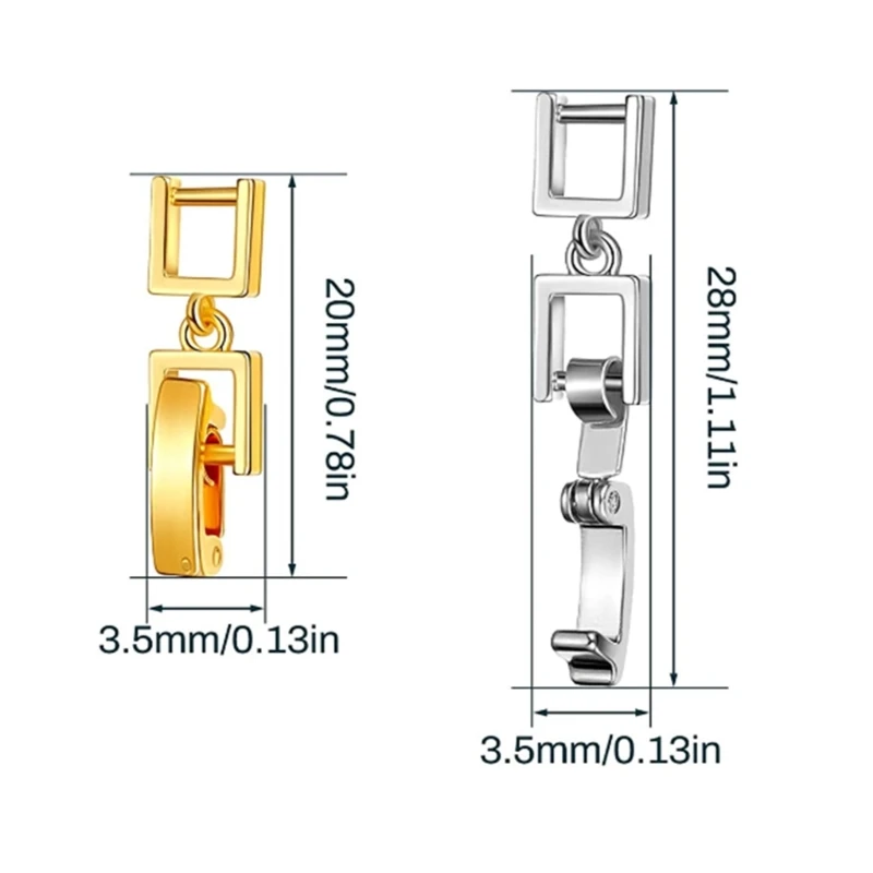 5 pezzi di estensione del braccialetto della collana semplice estensione della lega piega sopra la chiusura per la collana del braccialetto e la
