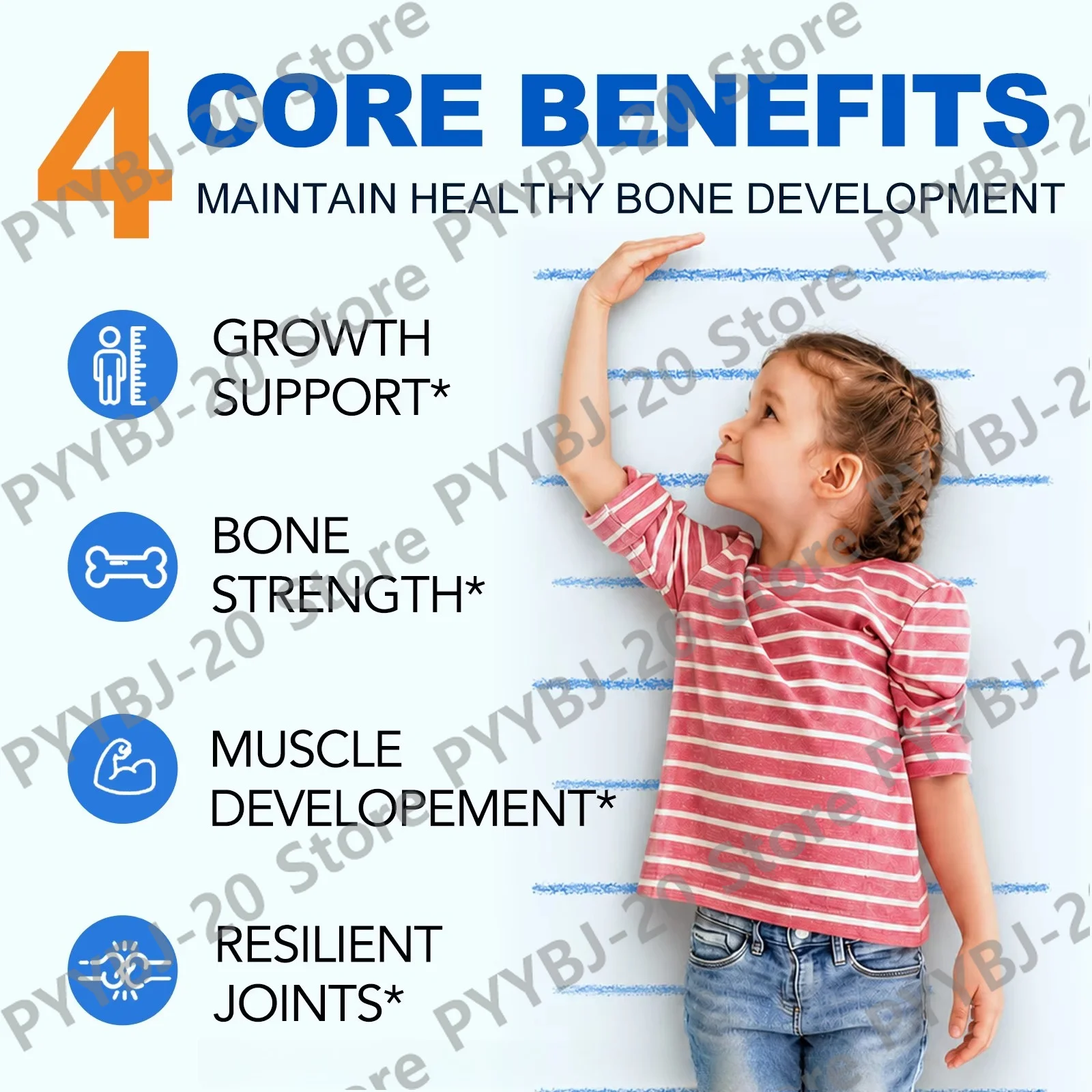 Lenm Teen Bone Growth Capsules Bone Development Bone Strength Immune Support with Calcium Vitamin D3 Zinc Complex Formula 120ct