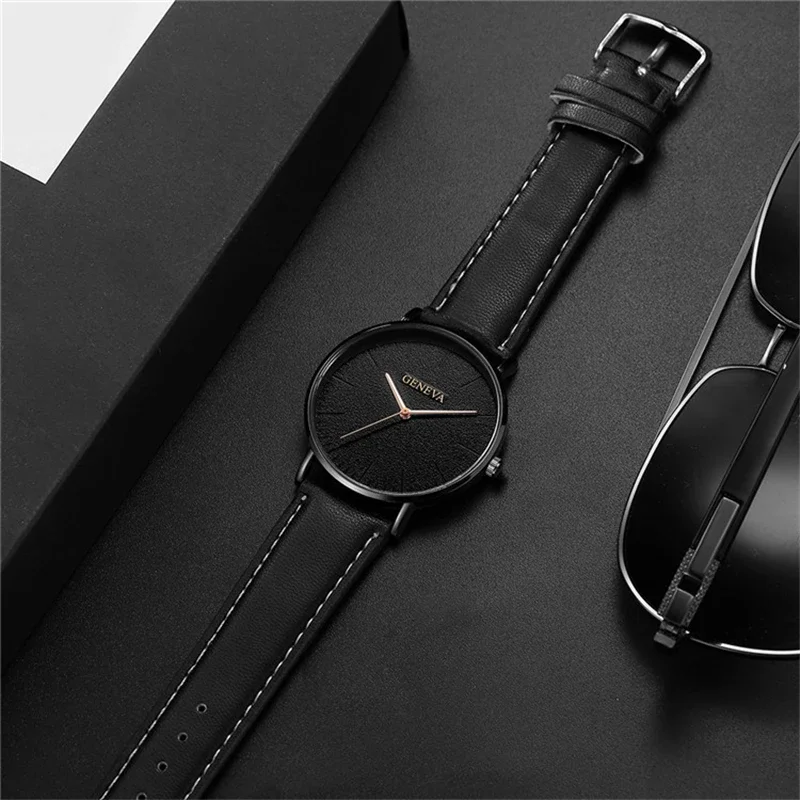 GENEVA Brand Men Watches Simple Sports Men\'s Quartz Wristwatch Leather Watchband Fashion Casual Watch for Men relogios masculino