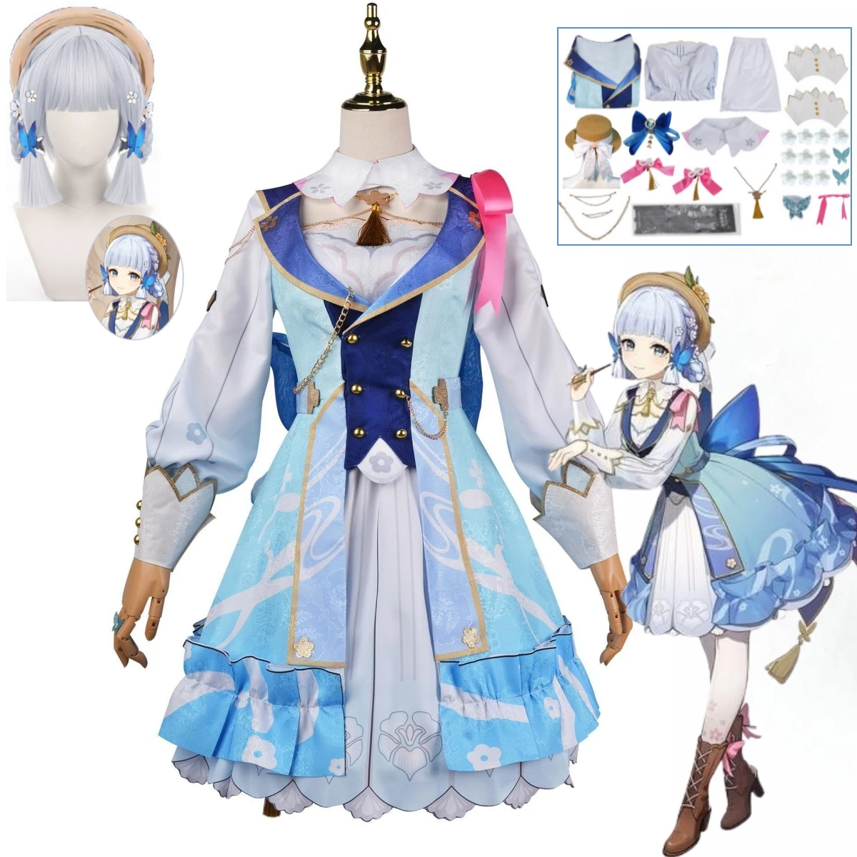 

Game Genshin Impact Kamisato Ayaka Cosplay Costume Spring Flower Missile Lolita Dress New Costume Halloween Party Anime Show