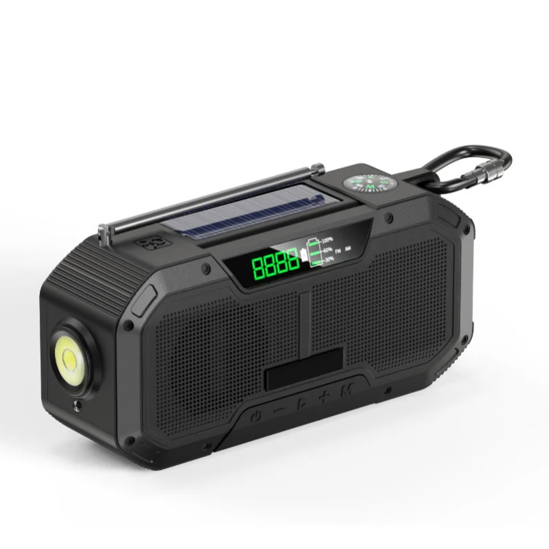 

Solar powered hand cranked radio outdoor emergency radio 5000mAh large capacity speaker WB/NOAA/AM/FM Weather BroadcastSOS Alarm