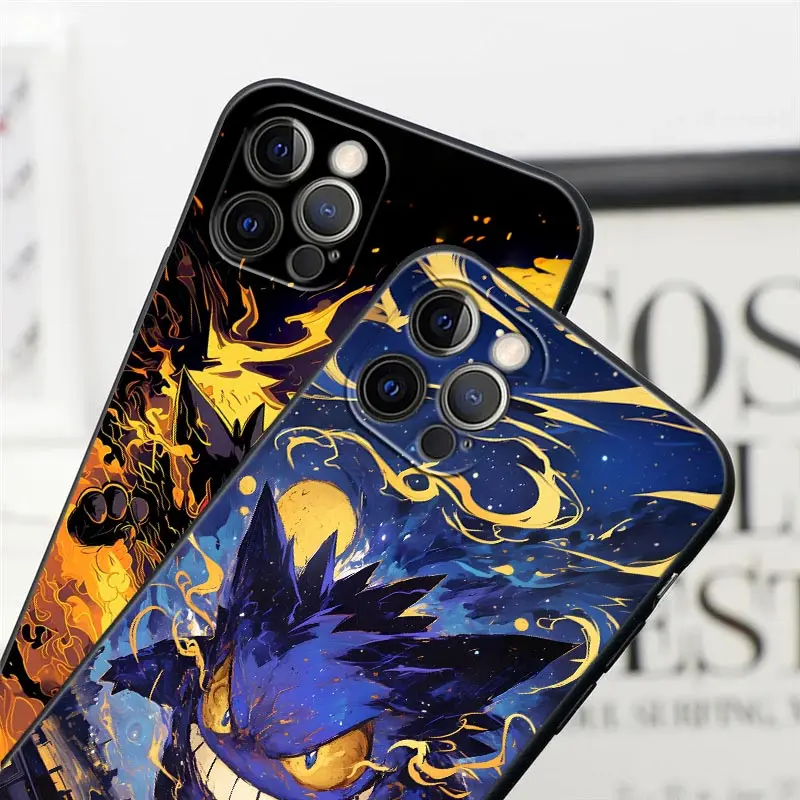 Gengar Ghost Pocket Monster Anime حافظة لهاتف أبل آيفون 16 15 14 13 12 11 Pro Max XR XS Max 7 8 Plus حافظة من السيليكون