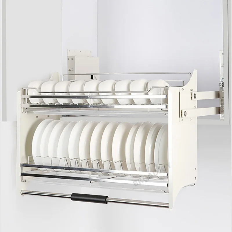 

Kitchen Cabinet Hanging Cabinet Lifting Basket Damping Buffer Storage Cabinet Shelf Pull-down Seasoning Basket