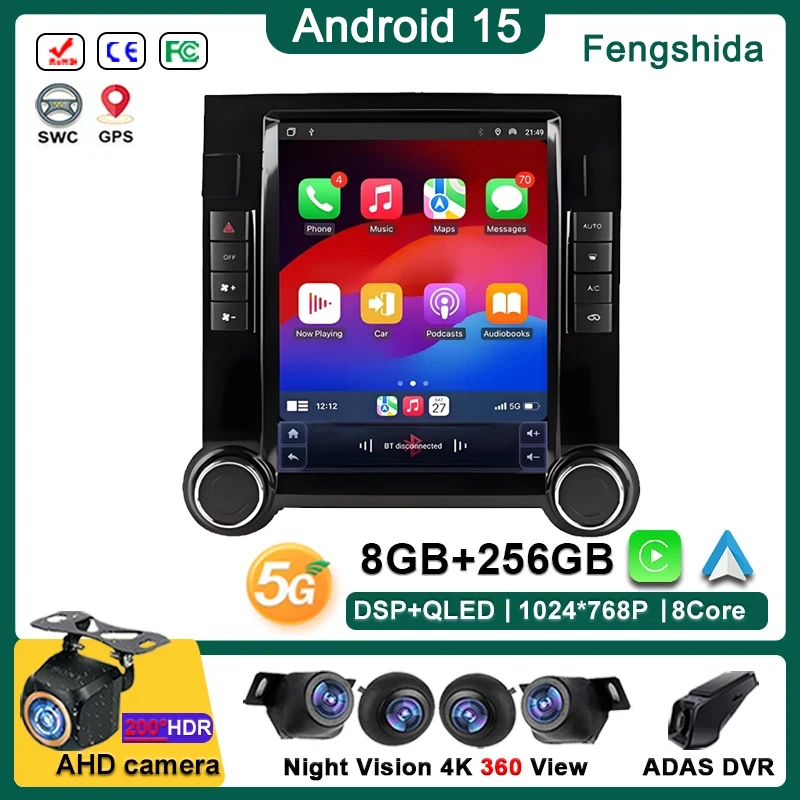 

9.7 Inch Android 15 For VW Touareg 2002-2010 Car Radio Stereo Auto DSP Carplay GPS Navigation Player Video 4G Lte DVD Dash Cam