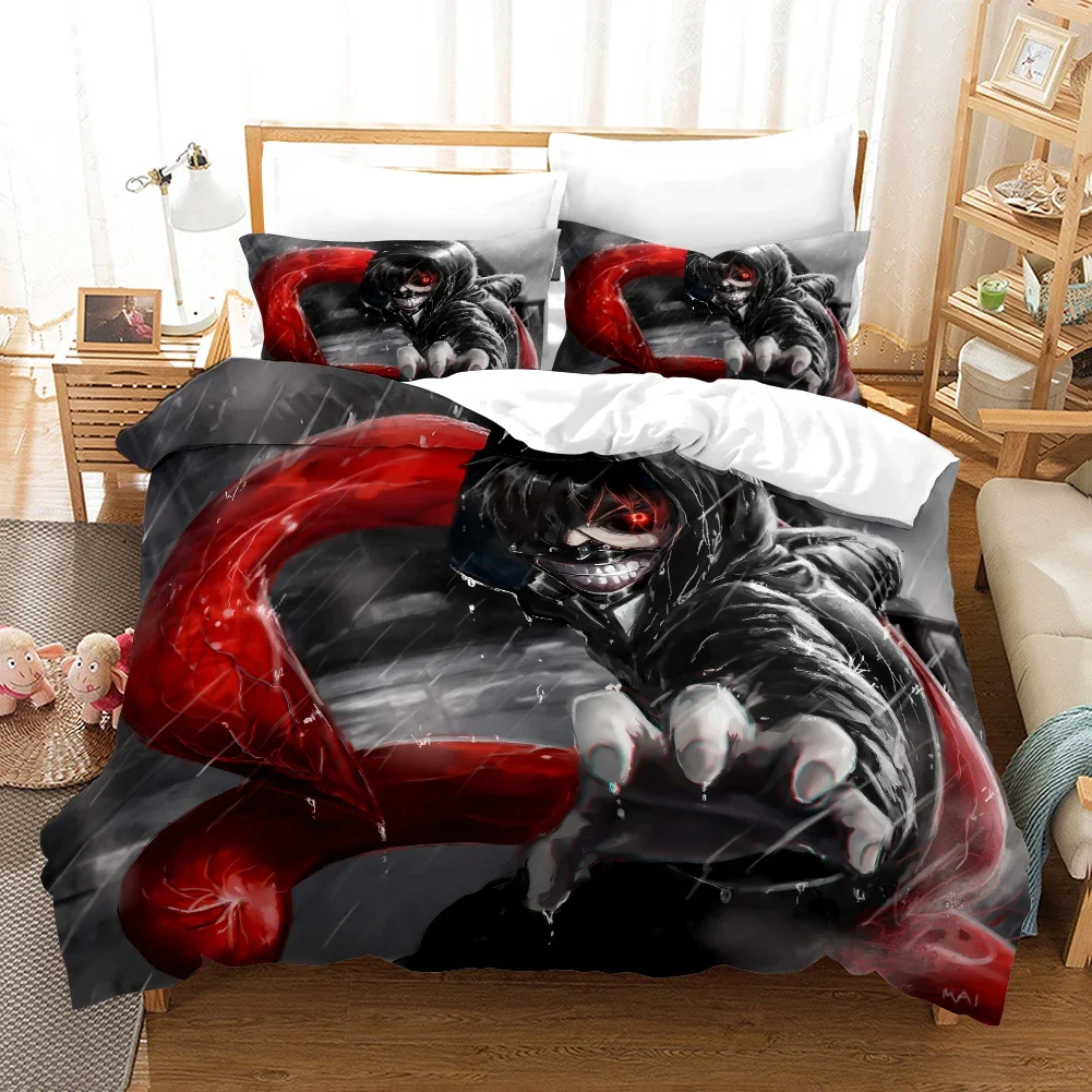 

3D Printed Cartoons Tokyo Ghoul Kaneki Ken Bedding Set Duvet Cover Double Twin Full Queen King Adult Kids Bedclothes Quilt Cover