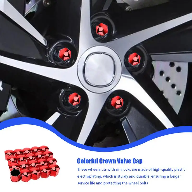 Car Wheel Nut Caps Wheel Bolt Lug Nut Covers 20pcs Tire Screw Cap With Removal Tool 17mm 19mm 21mm Tire Nut Covers Auto Rims Nut