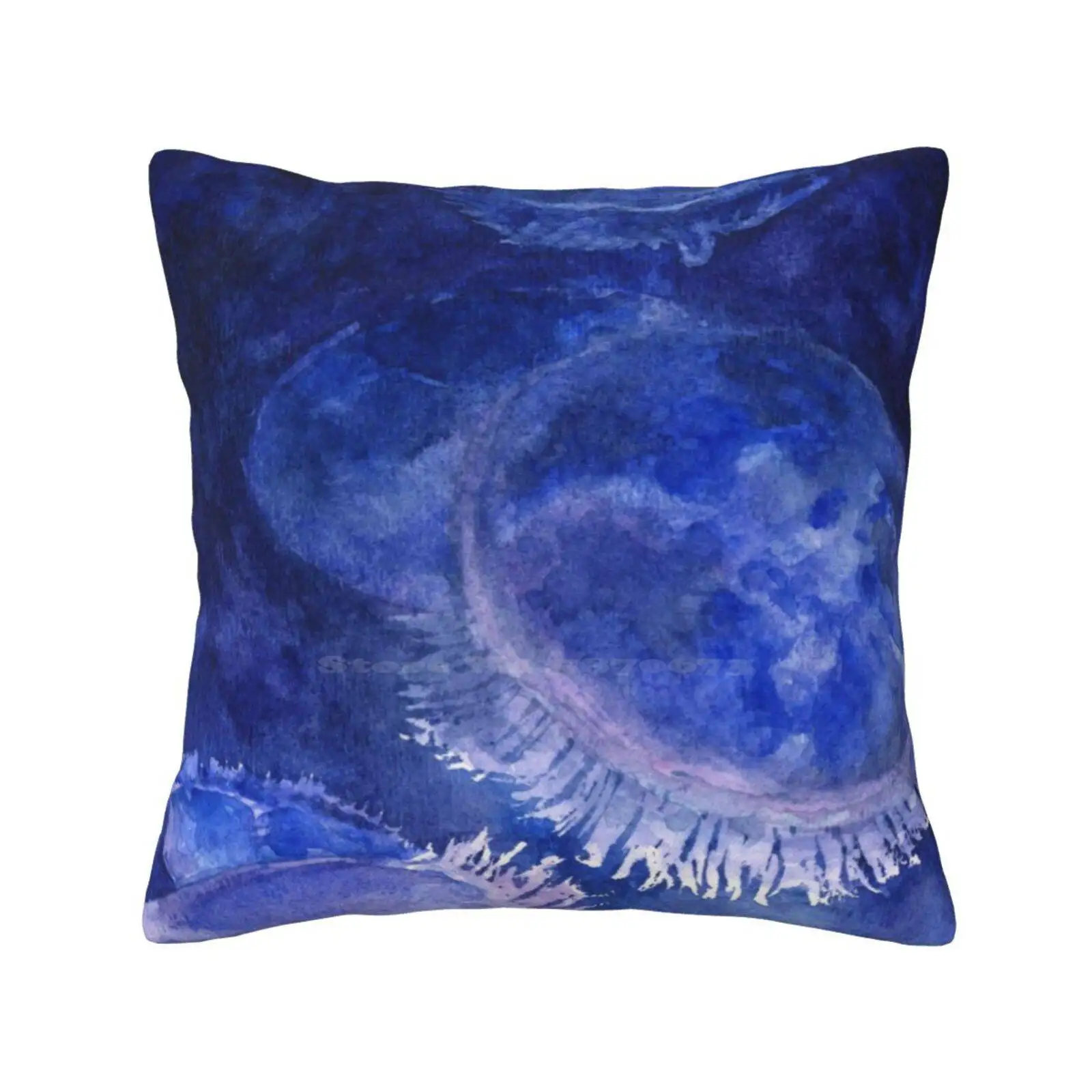 Watercolor Moon Jellyfish At The Seattle Aquarium Home Sofa Car Waist Throw Pillowcase Pruple Watercolor Jellyfish Moon Jellies