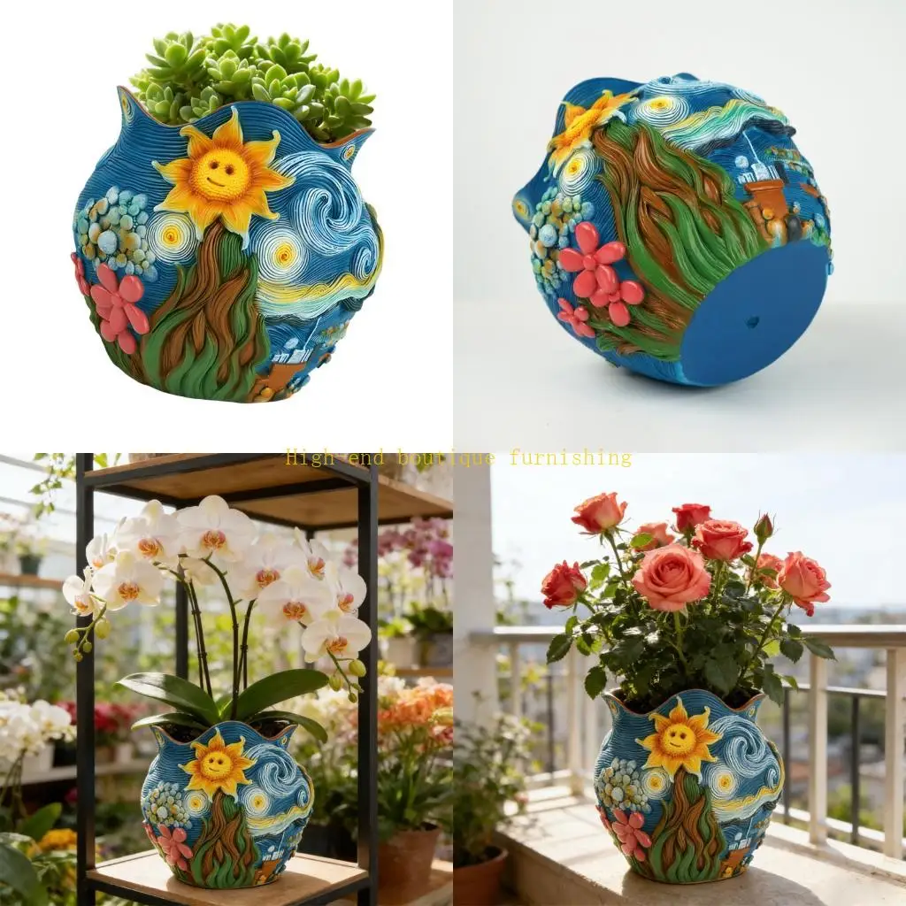 

Плантатор смолы картины солнцецвета Л9НБ с дренажным отверстием для завода и дома