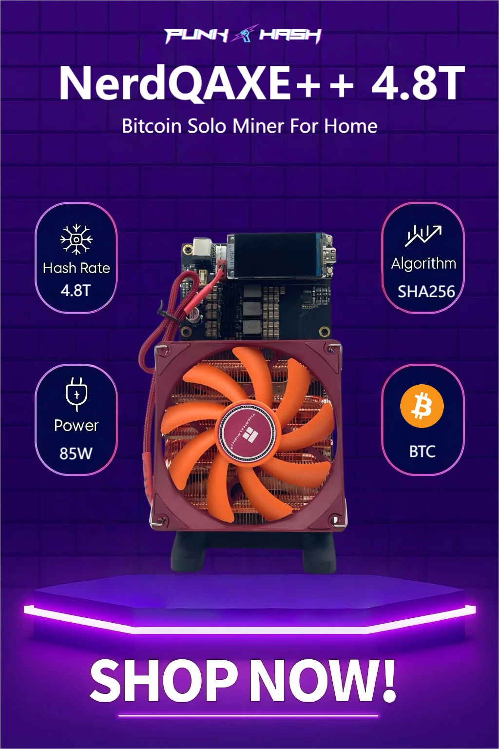 

NerdQaxe++ 4.8T 75W Open-Source Solo BTC ASIC Miner Efficient Low-Power Mining Machine with New Fan Design Bitaxe 4XBM1380 4.8T