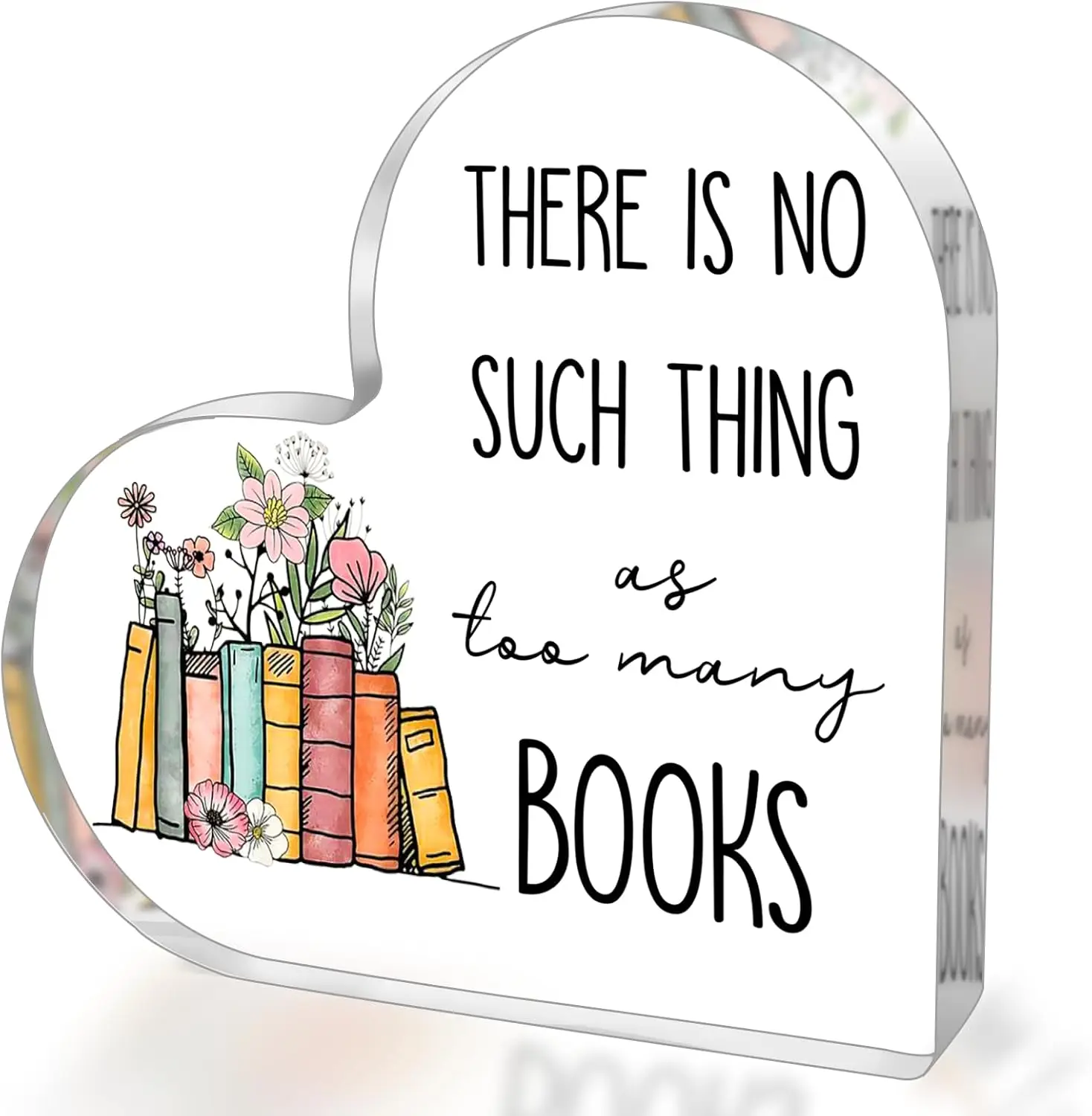 Book Lovers Gifts, Acrylic Heart Sign Paperweight Presents, Reading Accessories, bookish Gifts for Book Lovers Women, Readers, Bookworm