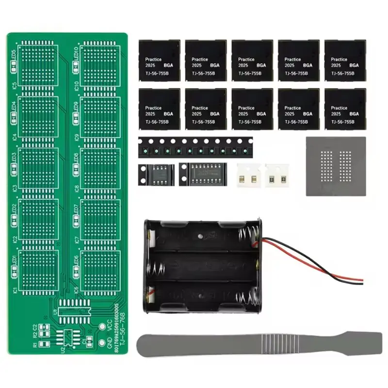 

AS95-BGA Chip Soldering Practice Board Kit Decimal Flowing Lights Teaching Practical Training Soldering Practice Loose Part