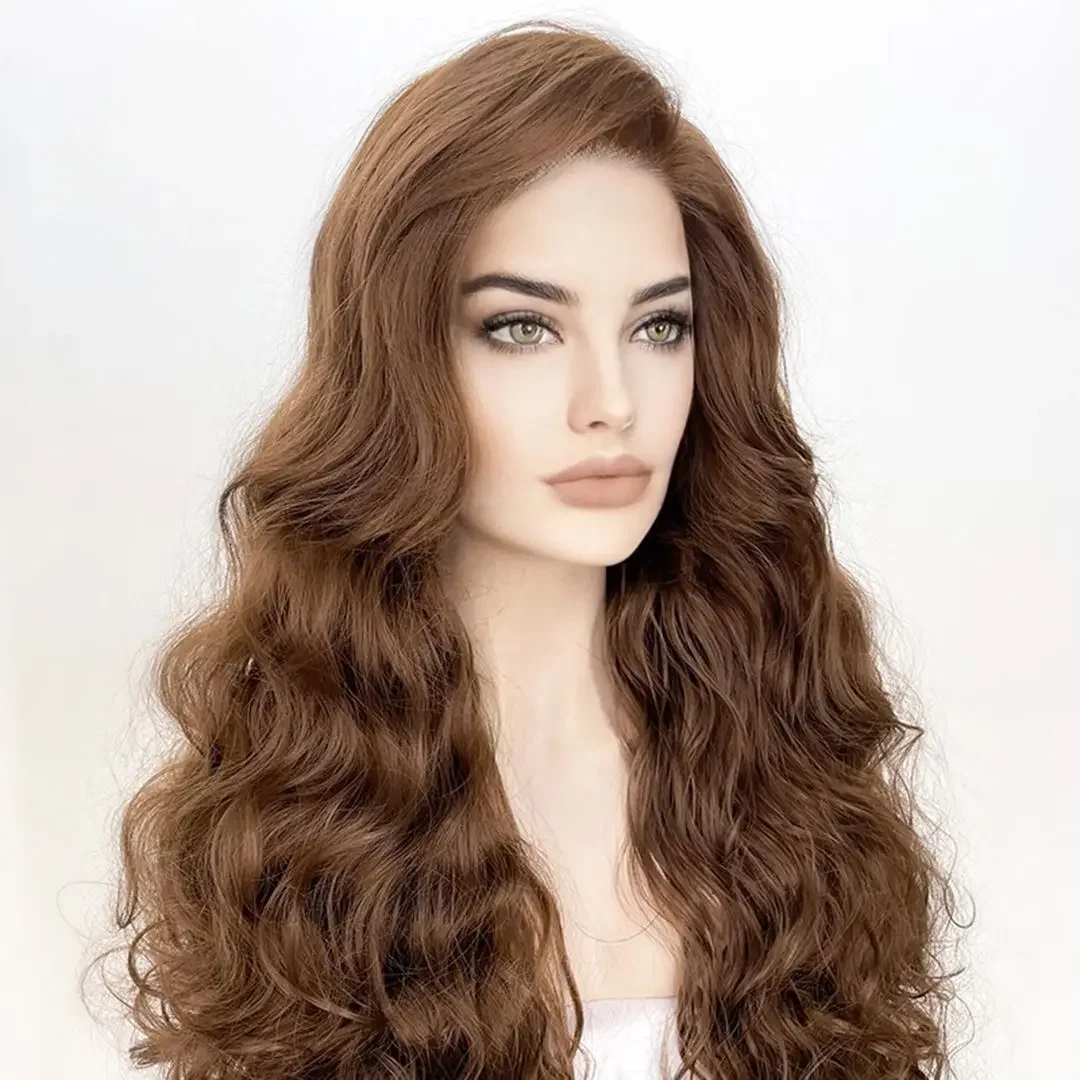 Brown 26inch 180Density 5x5 Silk Base Body Wave Preplucked Jewish Human With BabyHair HDLace Wig European Hair Glueless