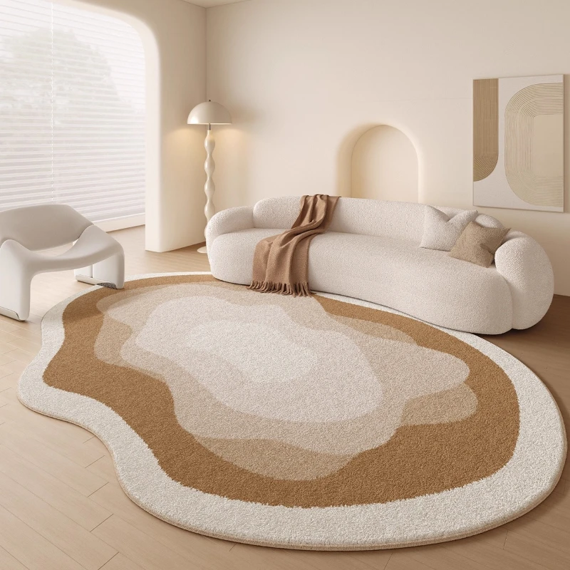 Cream Style Irregular Plush Carpet for Living Room Decor Home Bedroom Bedside Soft Rugs Simple Cloakroom Non-slip Washable Rug