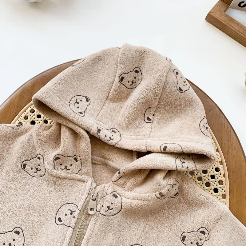 IYEAL سوبر لطيف ملابس الطفل الخريف والشتاء في الهواء الطلق الطفل الصوف مقنعين سترة طفل الخريف الصوف بذلة دافئة