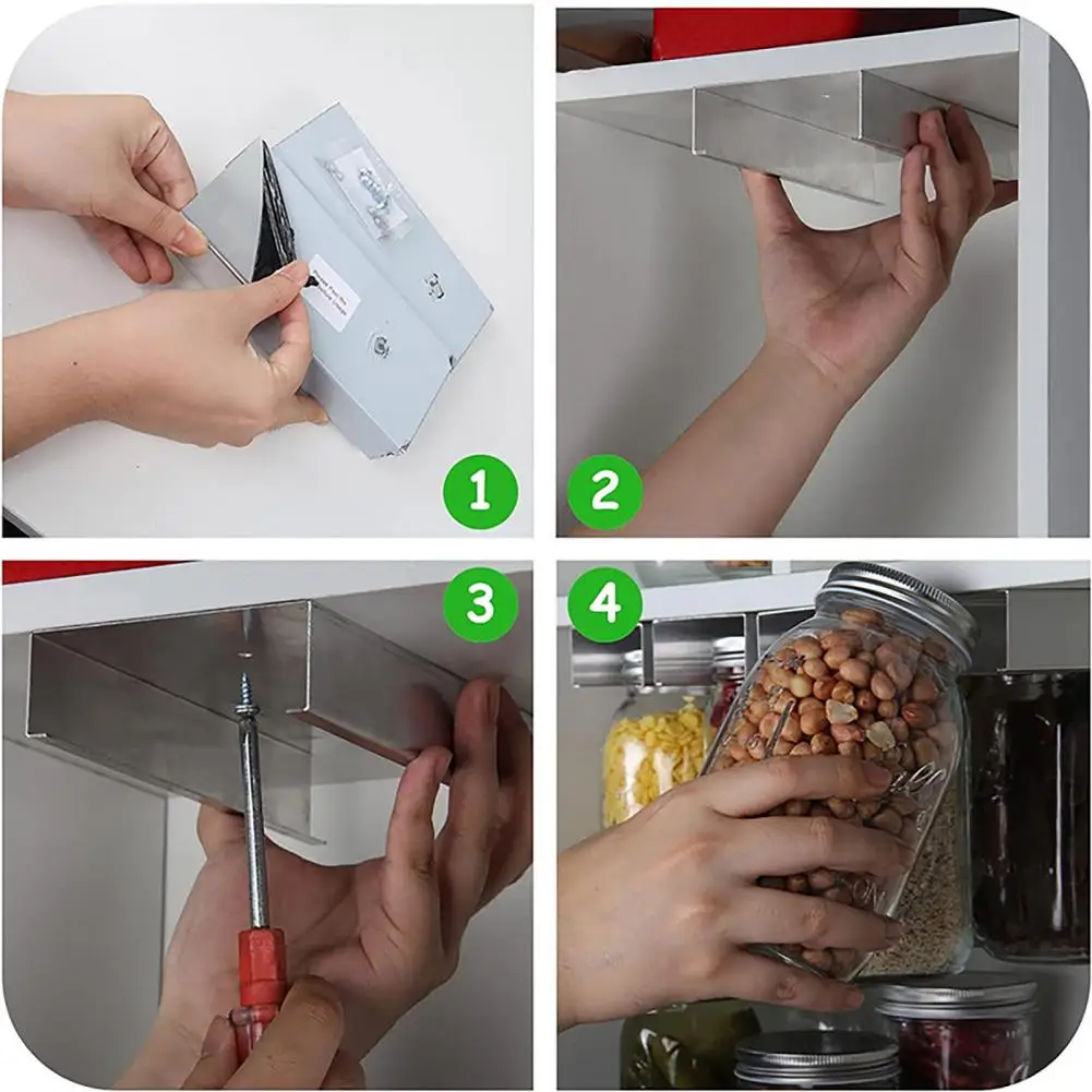1 Set Under Cabinet Canning Rack for 4/8/12/16/24/32/64OZ Food Glass Jar Storage Hanging Rack Kitchen Accessories
