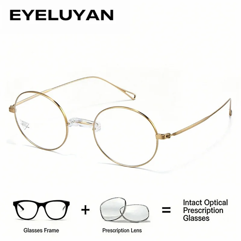 

Ultralight Titanium Round Optical Frame Unisex Custom Prescription Glasses ( Photochromism : Change Dark Under Sunlight )