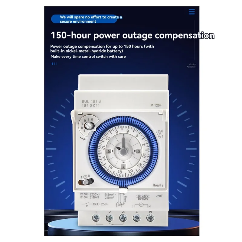 ABBO-24-Hour AC110-230V Time Relay CNC Sul181d Mechanical Timer Industrial Track Installation Time Control Switch