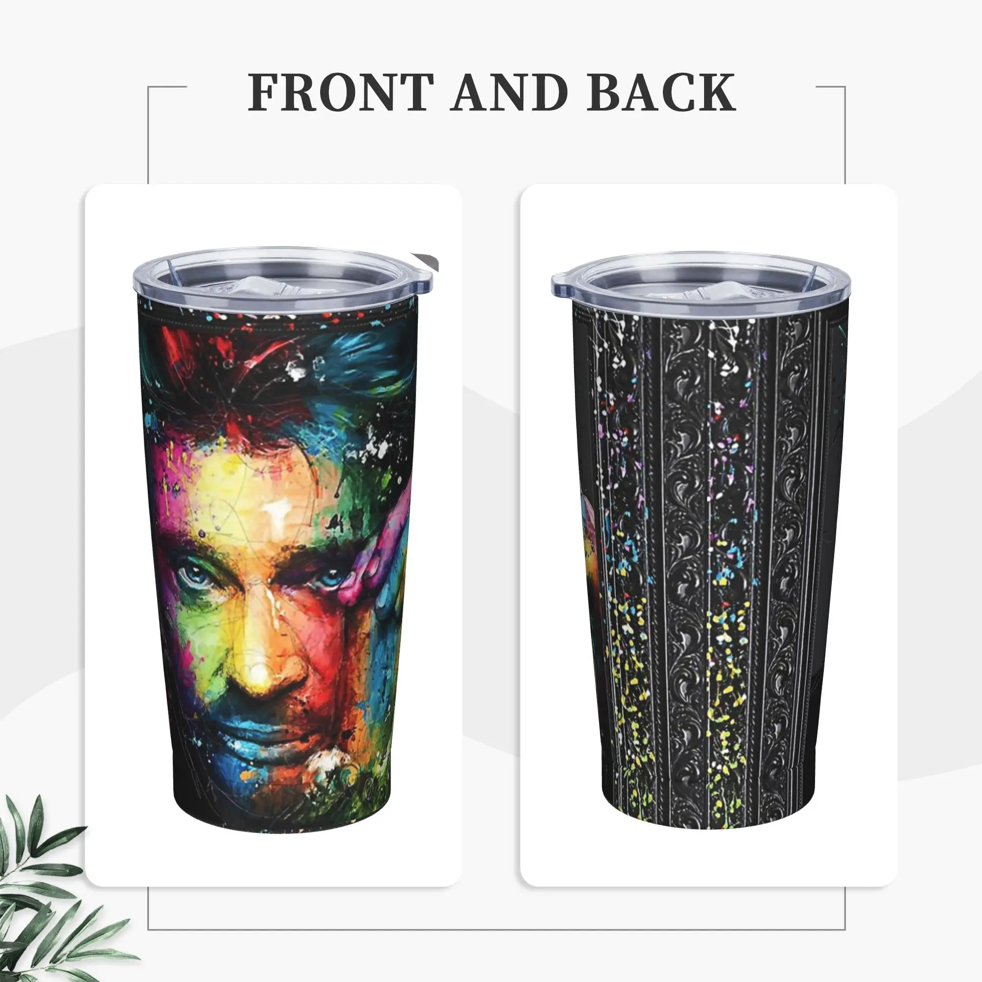 Johnny Hallyday Insulated Tumbler with Straws Lid Rock Music French Singer Vacuum Thermal Mug Office Home Car Bottle Cups, 20oz