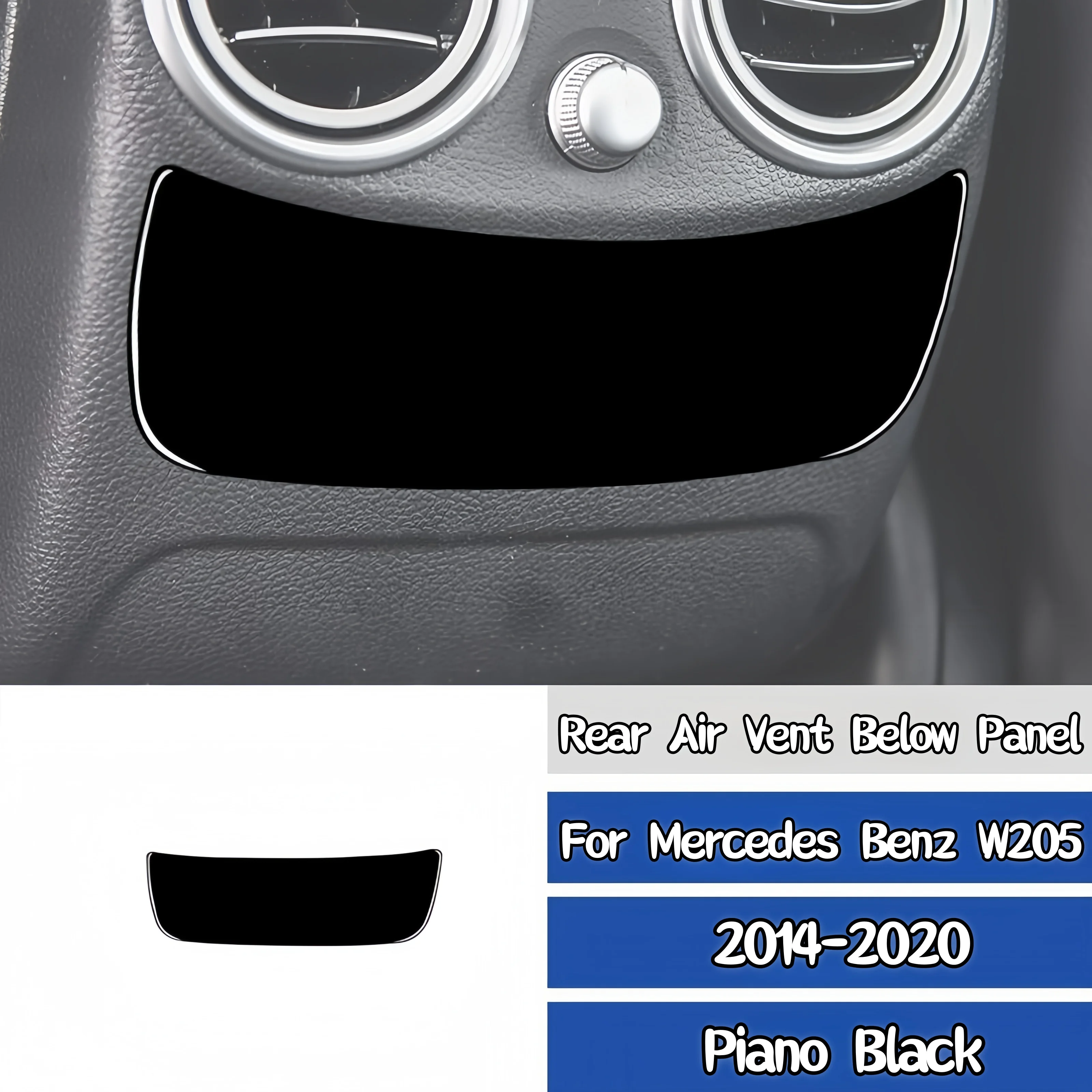 

For Mercedes W205 Benz C Class GLC 2014-20 Piano Black Auto Rear Air Vent Below Panel Decorative Cover Trim Sticker Accessories