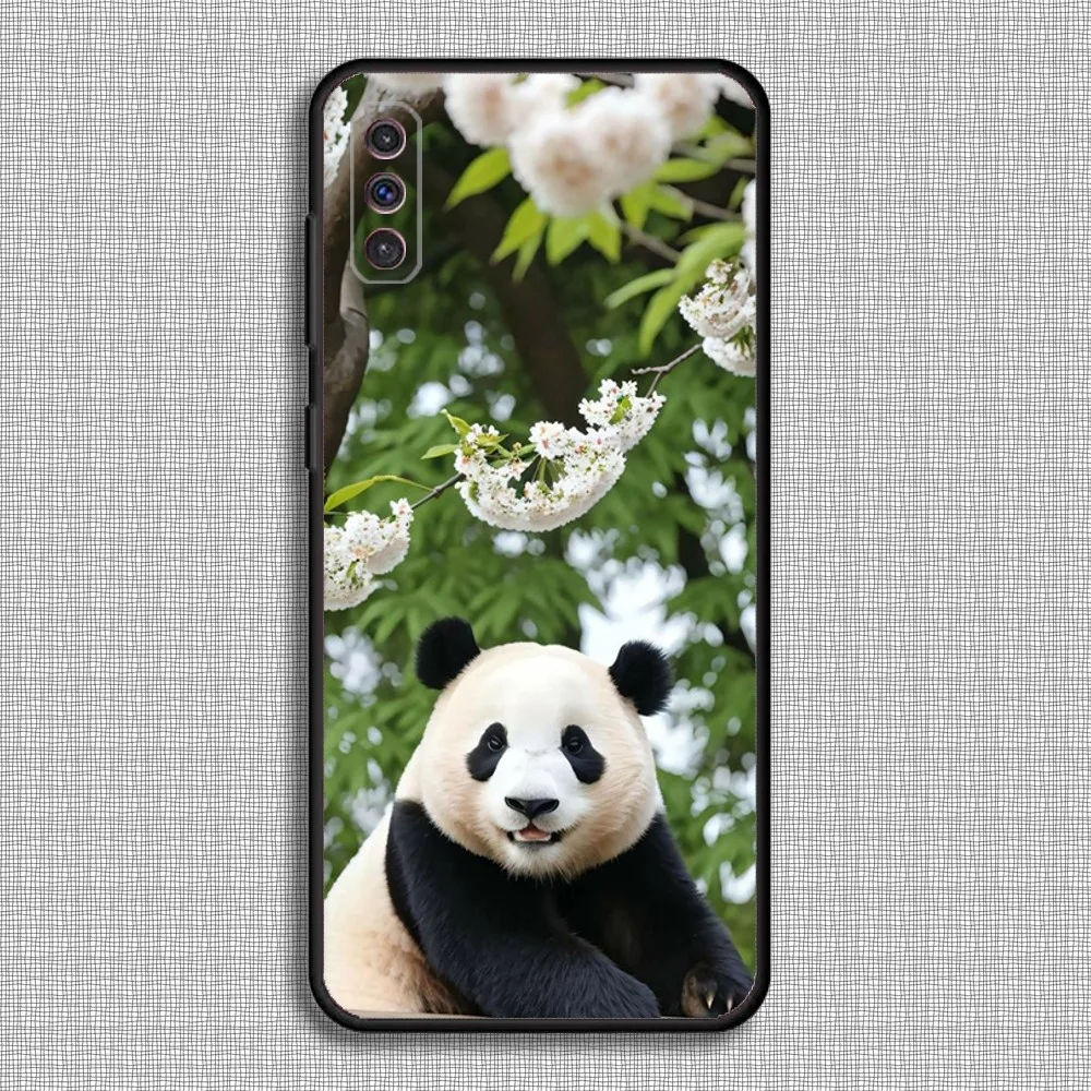 Cute Fubao panda Phone Case For Samsung S23,23,22,30,21,10,9,Note20 Ultra,Lite,Ultra,5G,Plus,FE,Black Soft Case