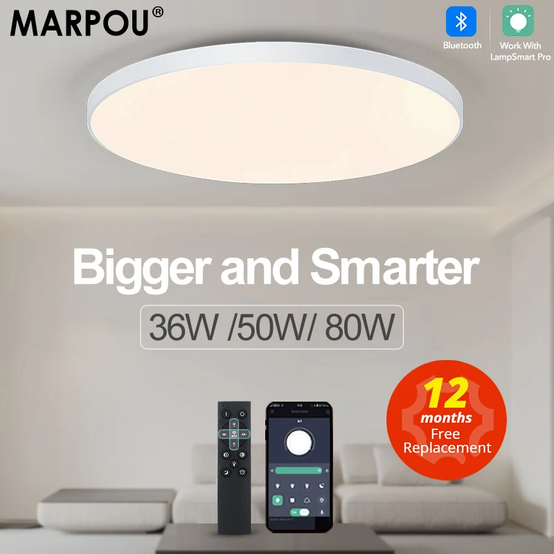 

MARPOU Led Ceiling lamp Smart modern ceiling lamps for living room 36W 50W 80W APP Dimmable Remote control led Lights for room