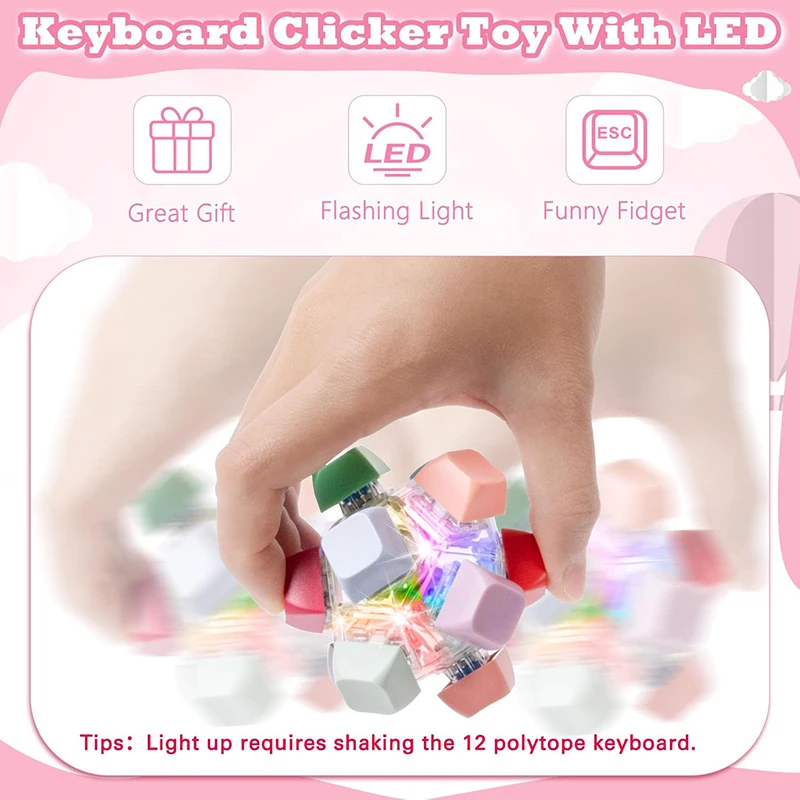 12 Keys Magic Ball Fidget Toys DIY Finger Keyboard Clicker Keycap Stress Relief Cube Toy Decompression Gift for Kids Adults
