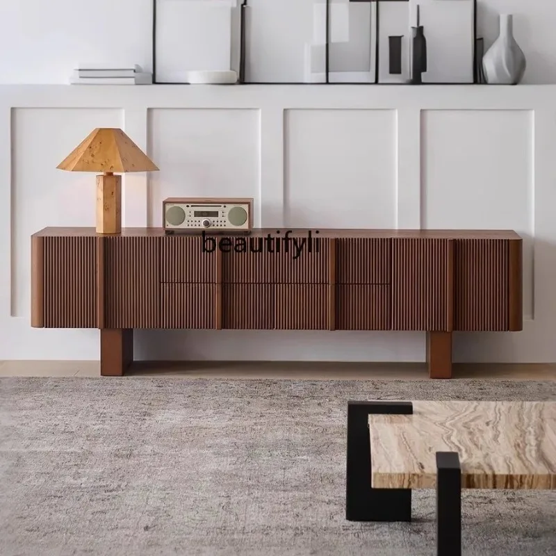 

D2520 TV Cabinet French Vintage Style White Ash Solid Wood Living Room Floor Storage Cabinet Retro Storage Sideboard