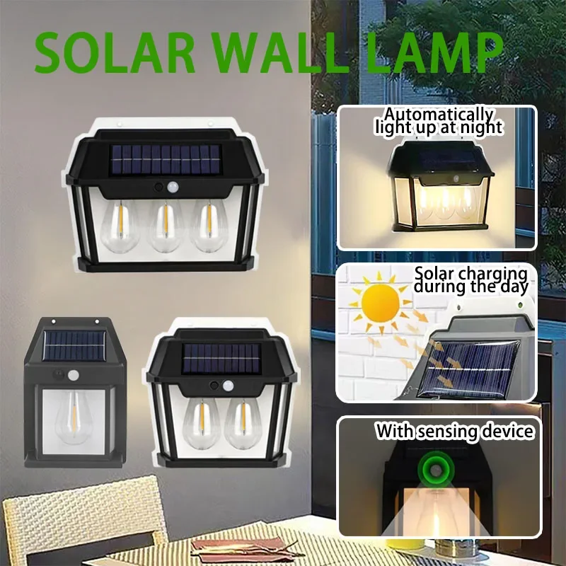 

LED Solar Light Waterproof Wall Lamp Motion Sensor Courtyard Garden Lighting Decoration Sunlight Solar Power Yard Tungsten Lamp