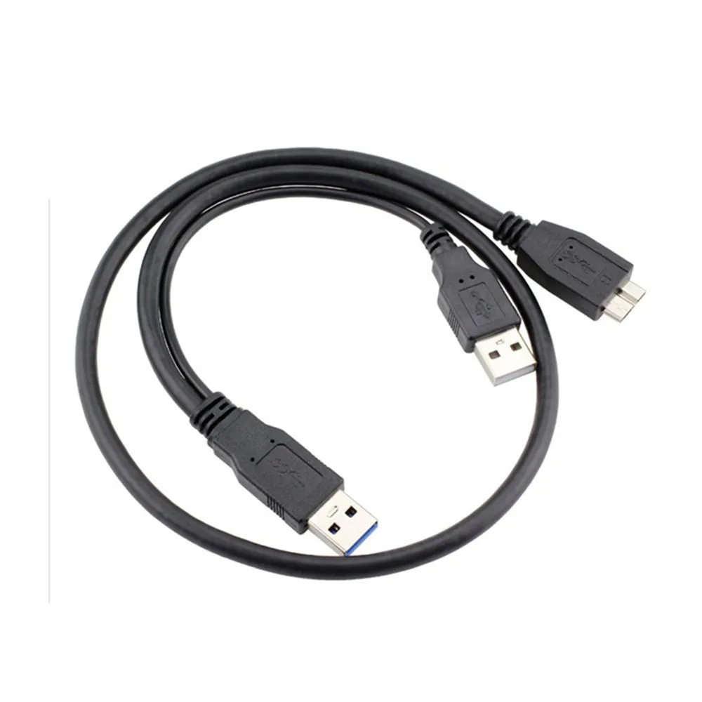 USB 3.0 to Micro B Dual Power Y Shape 2 X Type A to Micro B Super Speed Cable External Hard Drives Extension Wire Connector 0.5m