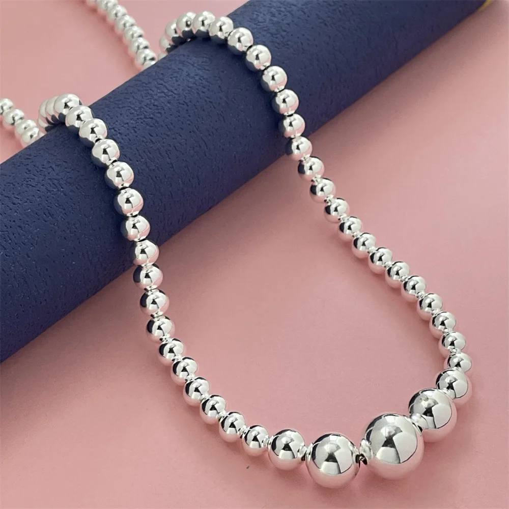 Low-key Luxury 46CM Prayer Beads Necklace Silver & Gold For Women S925 Sterling Silver Timeless Design Enhance Charm