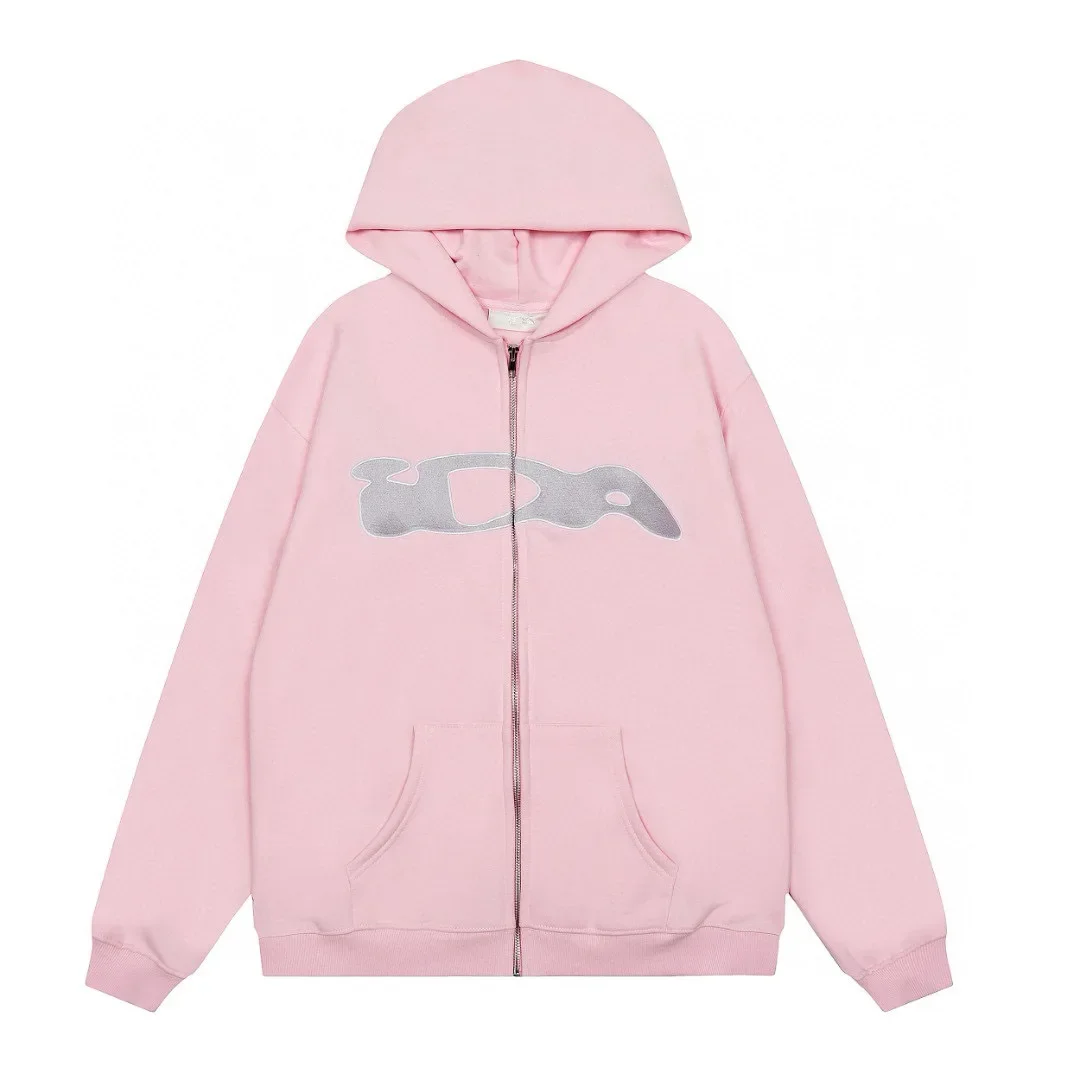 سترة بغطاء للرأس بسحاب من High Street Ida Sply للجنسين، سترة صوفية مطرزة بسحاب، سترة رياضية فضفاضة، ملابس غير رسمية #4