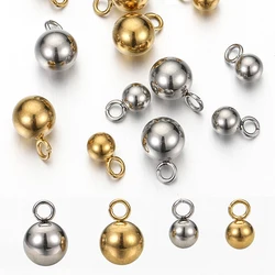 20-40pcs Stainless Steel Beads Solid Ball Charms for Necklace Bracelet Jewelry Making DIY Earrings Gold Bead Pendants