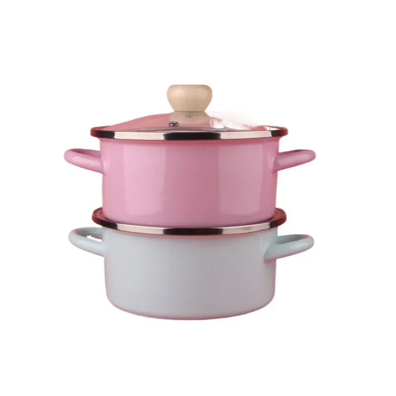 Japanese Enamel Soup and Stock Pot with Double Ears, Ideal for Slow Cooking and Braising, Perfect for Gas Stove, 16-24cm