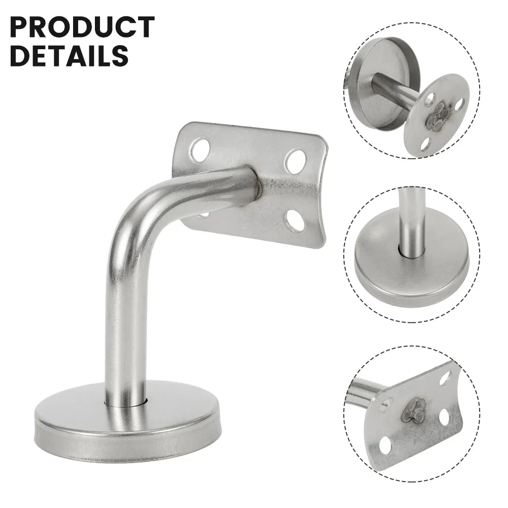 1PC Stair Handrail Brackets Stainless Steel 50x60mm Wall Support Hand Rail Silver Balustrade For Household Hotels Hardware Tools