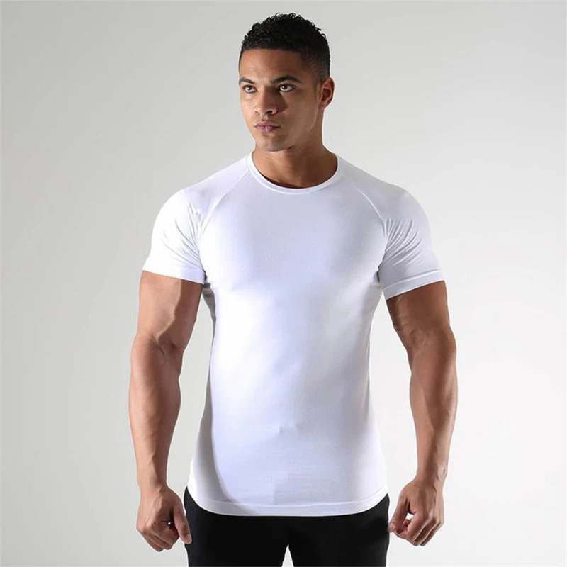 

Compression Mens Running T-Shirts Quick Dry Fitness Muscle Tight Breathable Clothing Gym Bodybuilding Sport Short Sleeve Shirts