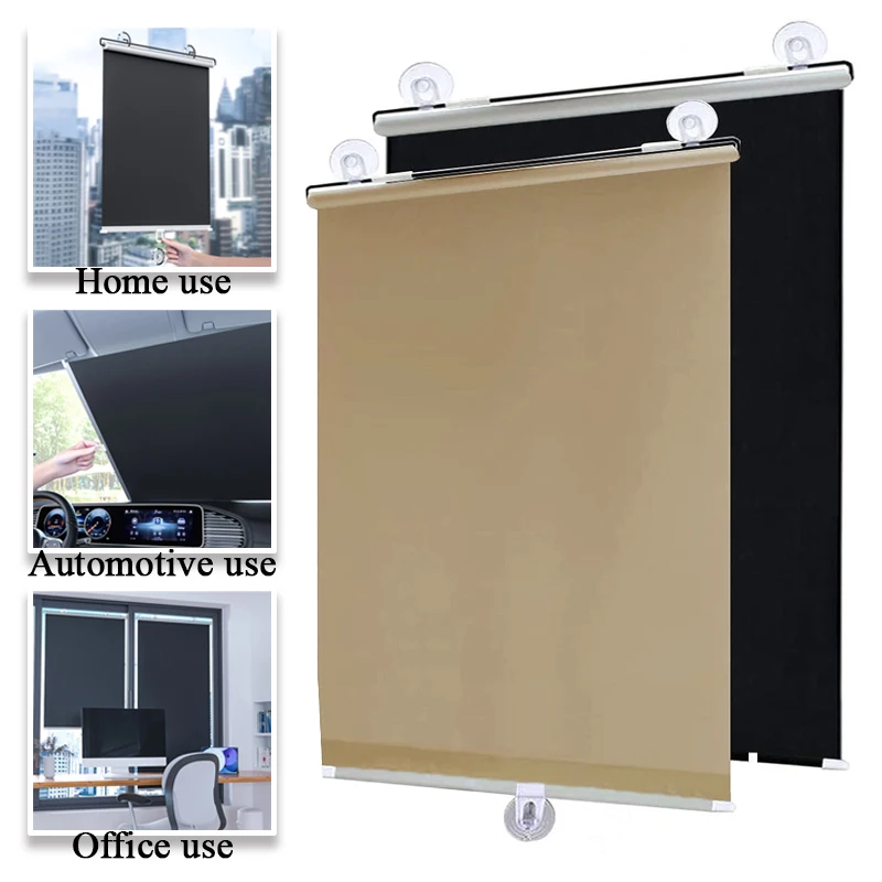 

Retractable Suction Cup Privacy Blackout Roller Blind Blackout Roller Blinds Thermal Insulated Privacy Window Shades Bead Chain