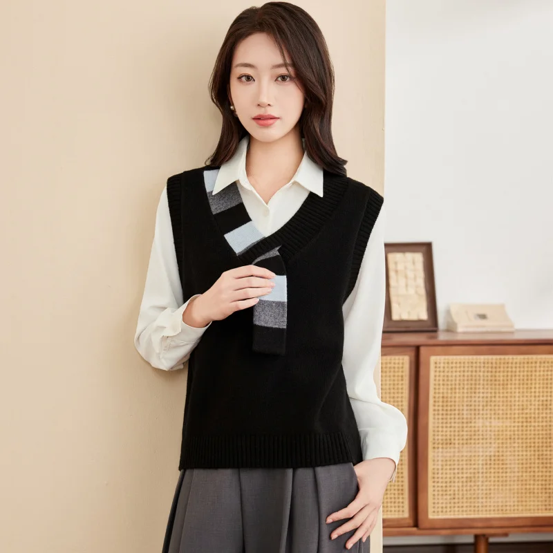 

Sweet Style Design Niche Wool Vest Fashion Sweater Vest Stylish Knitted Waistcoat Women