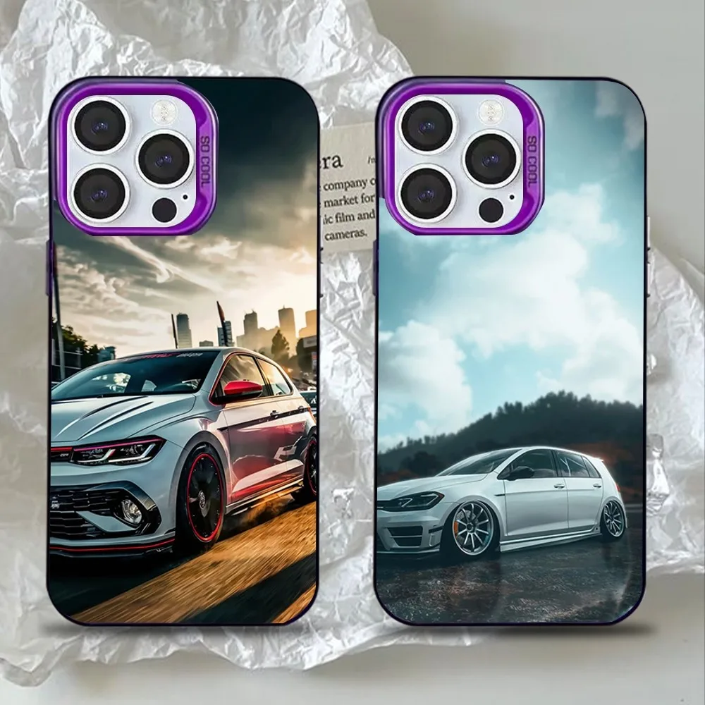 

Golf MK1 GTI Car V-VolkswagenES Phone Case For iPhone 16,15,14,13,12,11,Mini,Pro,SE,MAX Purple Matte Silicone Cover