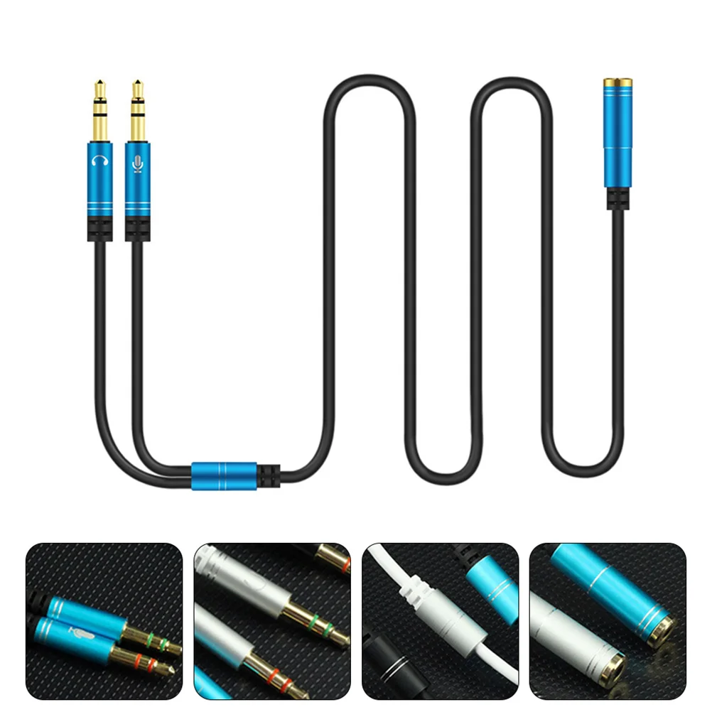 

2 PCS One Transfer Cable Headphone Splitter Mic and Audio Supply Accessories Durable Aluminum Alloy for Computer